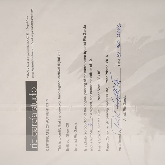 Ric Garcia "Show Off" Signed Print - Picture 2 of 4